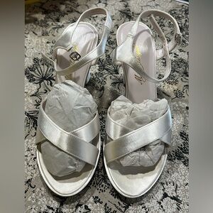 Michaelangelo Satin White Strappy Heels